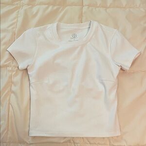 White Ribbed Short Sleeve Top